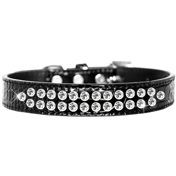 Mirage Pet Products Two Row Clear Jewel Croc Dog CollarBlack Size 18 720-06 BKC18